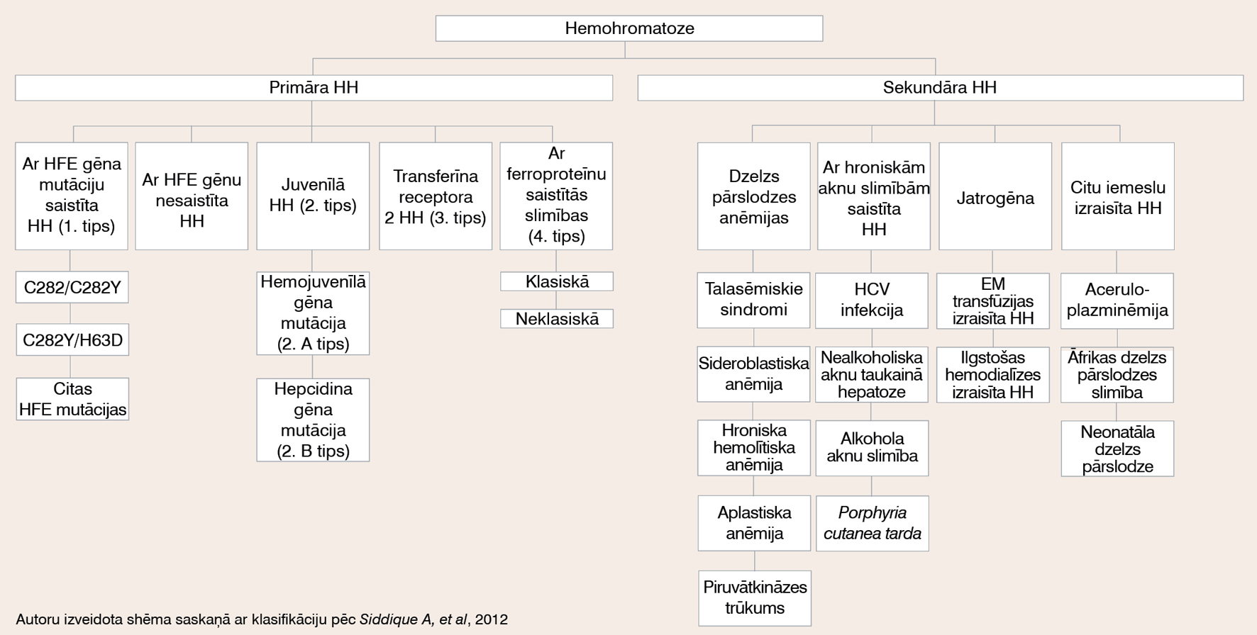 Hemohromatozes klasifikācijas shēma