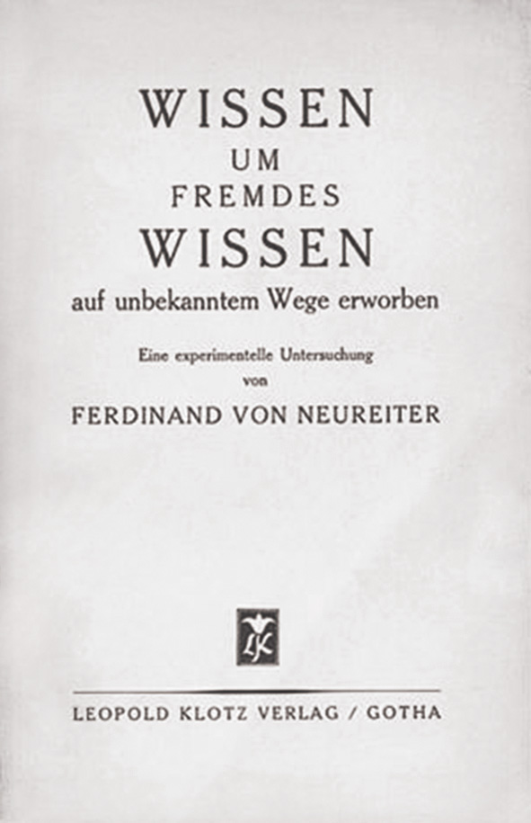 1935. gadā izdotā  profesora Ferdinanda Neireitera grāmata,  kur 42 eksperimentos demonstrētas Ilgas Ķ.  “domu lasīšanas” spējas
