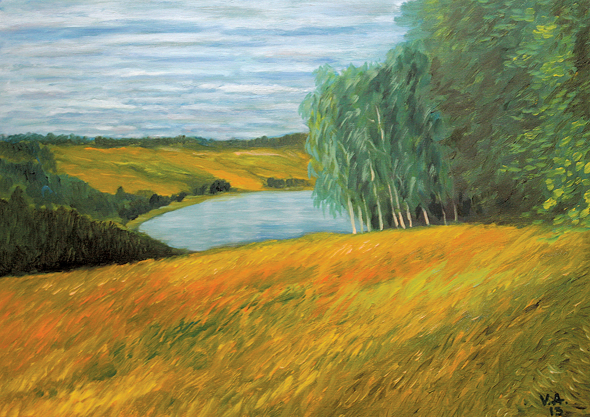Gleznās V. Aprups lielākoties ataino Latgalē noskatītas ainavas