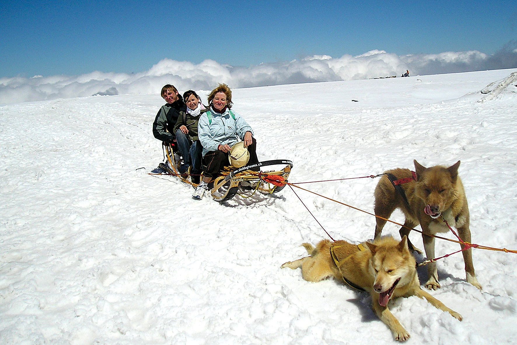 Daina JĒGERE:  “Arī ziemas sporta veids —  brauciens suņu pajūgā  Šveicē.”