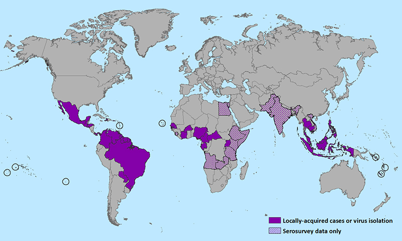 Zikas vīrusa izplatība (2016. gada janvāris)