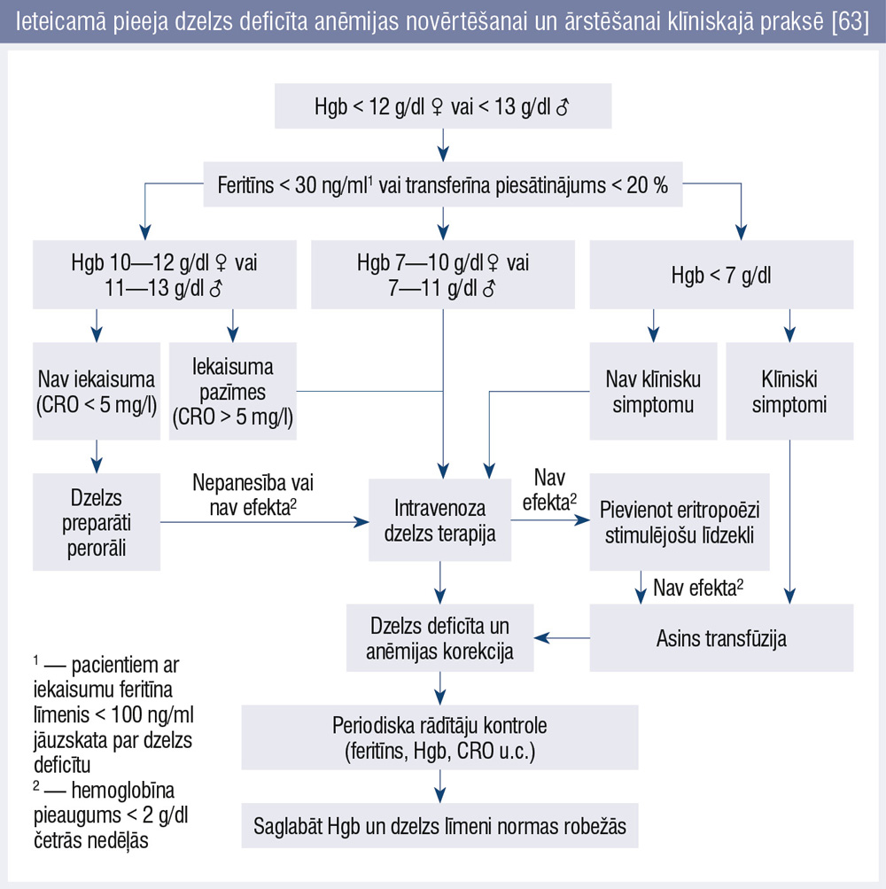 Ieteicamā pieeja dzelzs deficīta anēmijas novērtēšanai un ārstēšanai klīniskajā praksē [63]