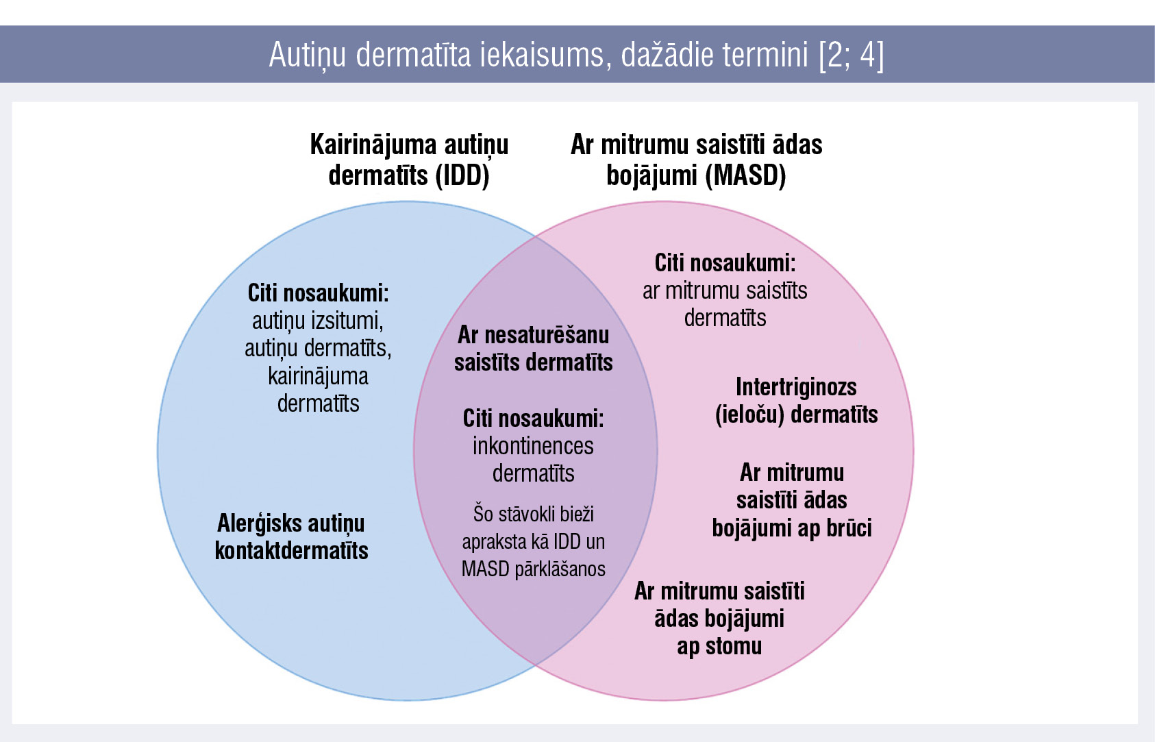 Autiņu dermatīta iekaisums, dažādie termini [2; 4]